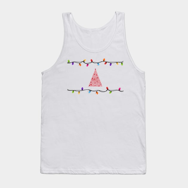 Colorful Christmas light bulb frame with made of red stars Christmas tree Tank Top by GULSENGUNEL